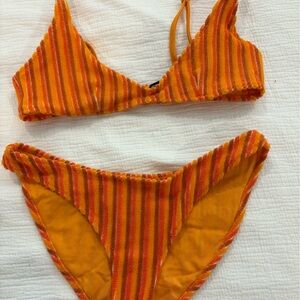 Triangl Swimwear Orange Striped Bikini set